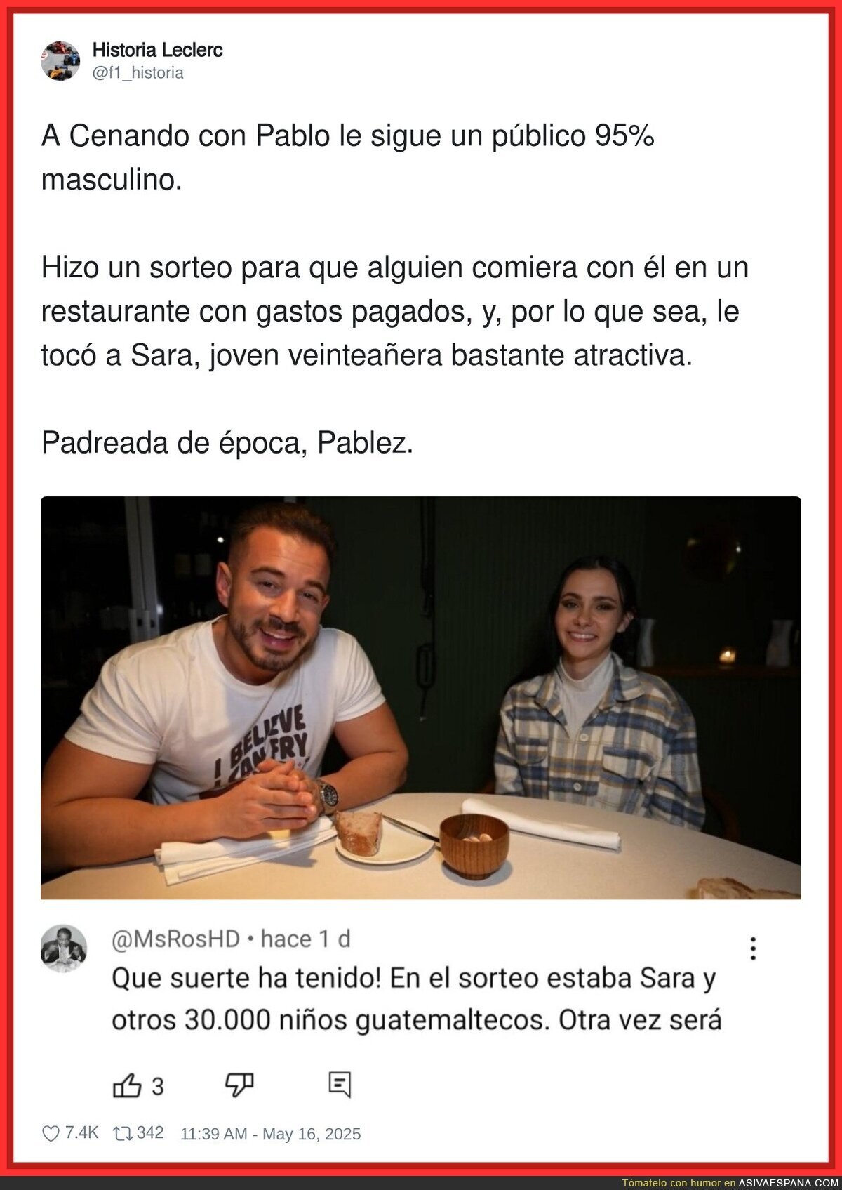 Muy curioso lo de 'Cenando con Pablo'