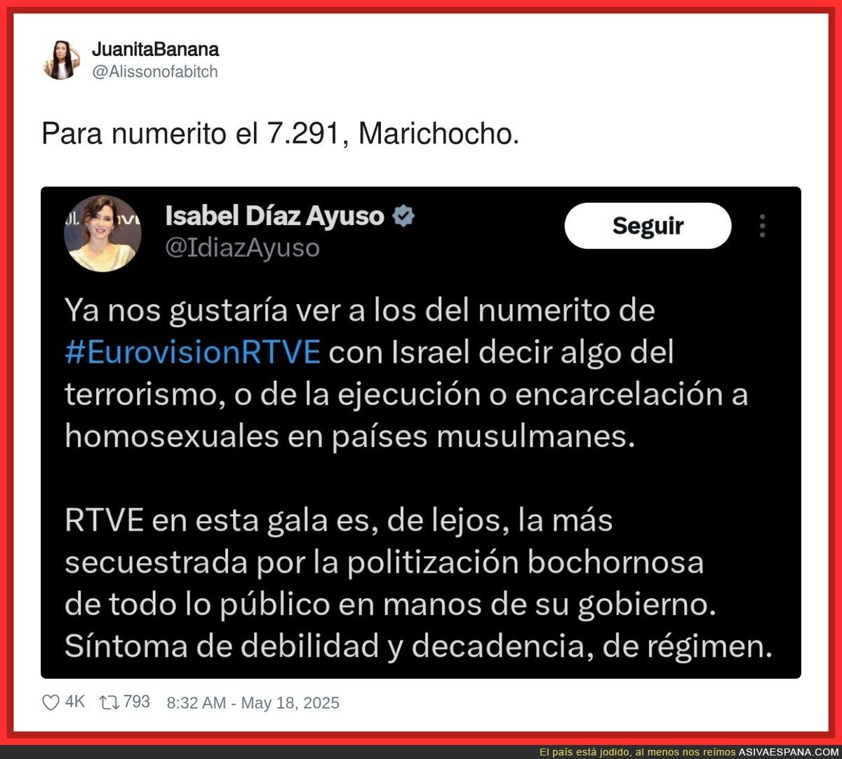 Para Ayuso los miles de fallecidos del genocidio israelí son 'numeritos'