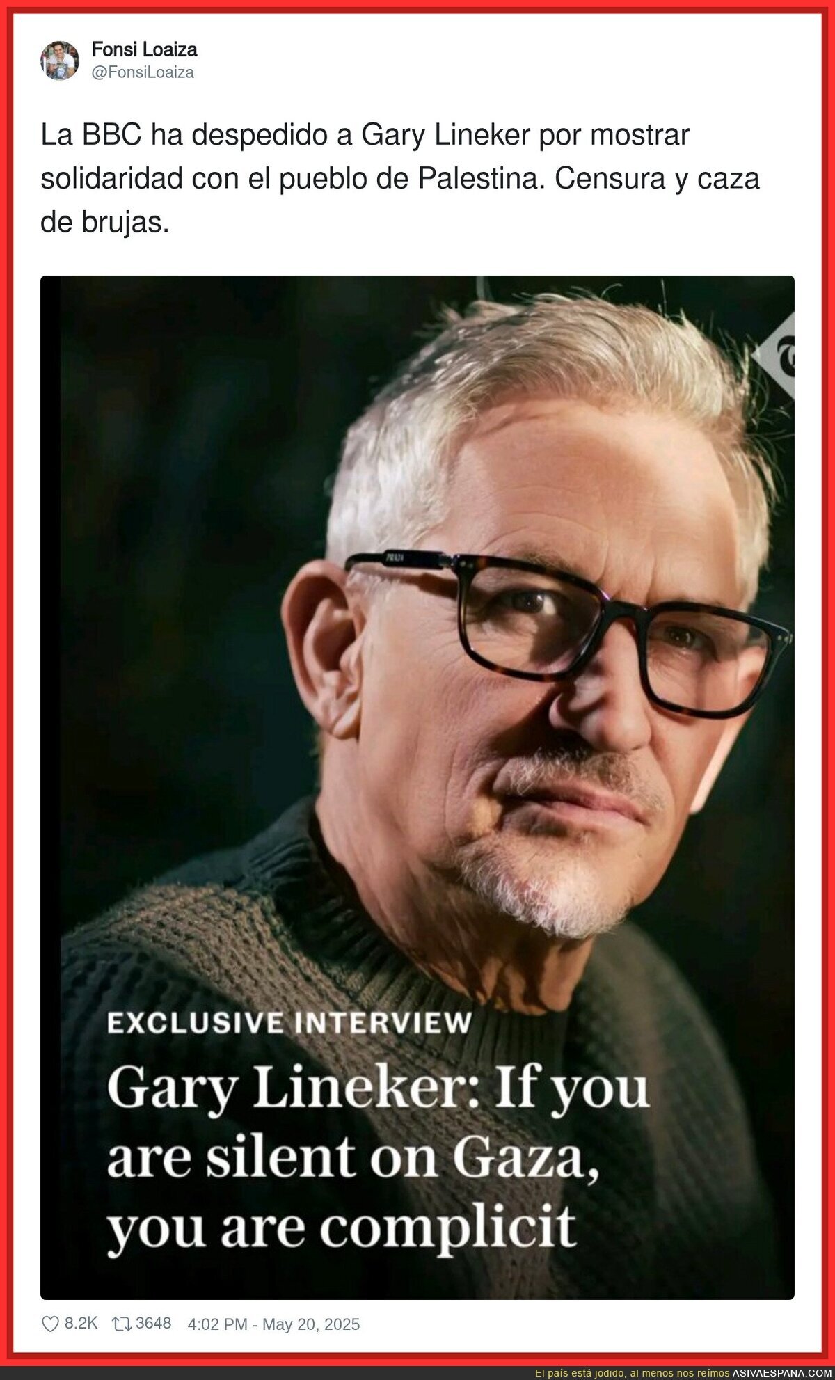 Gary Lineker ha sido despedido de la BBC