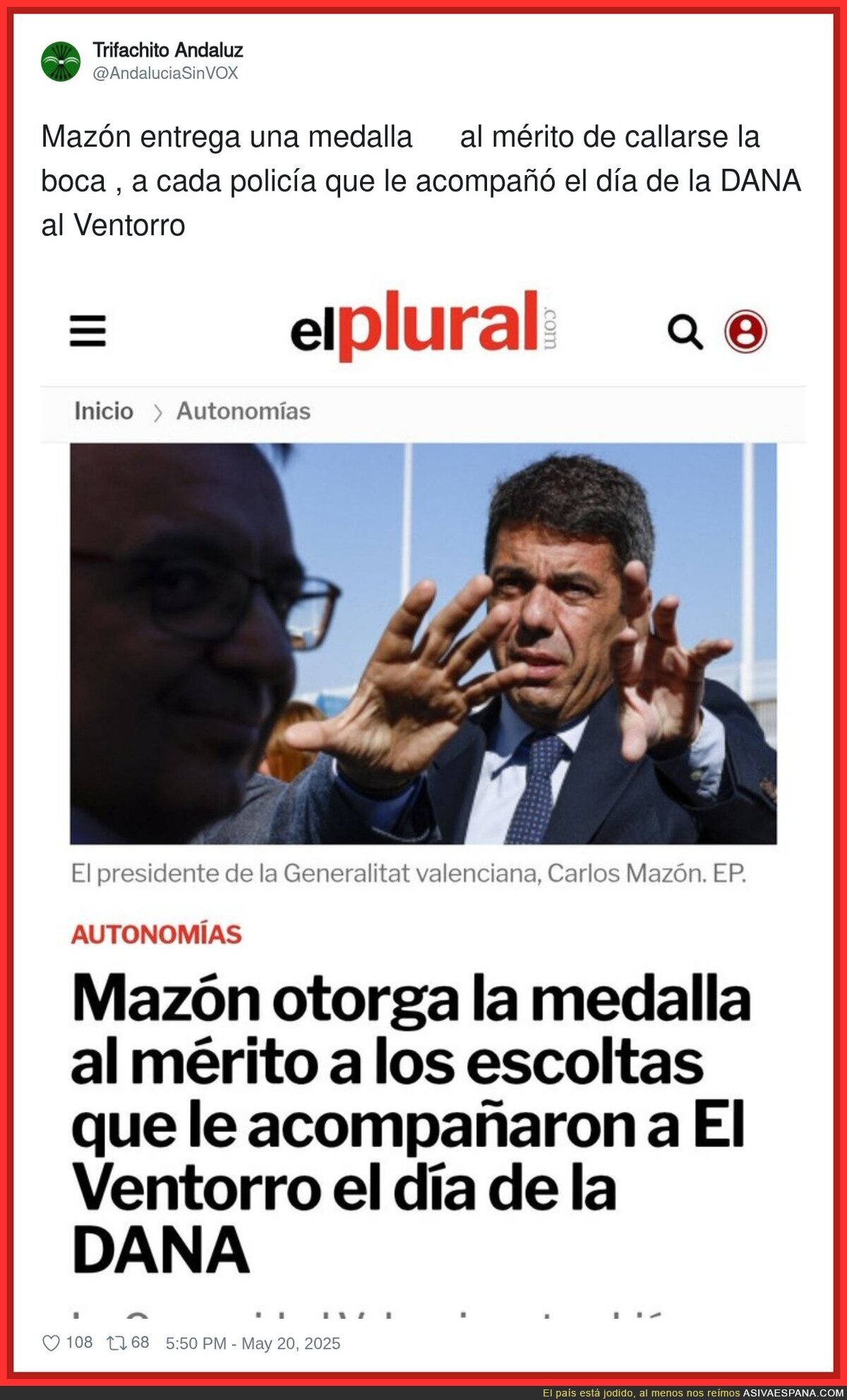 Sospechosas estas medallas al mérito a los escoltas de Mazón durante la DANA