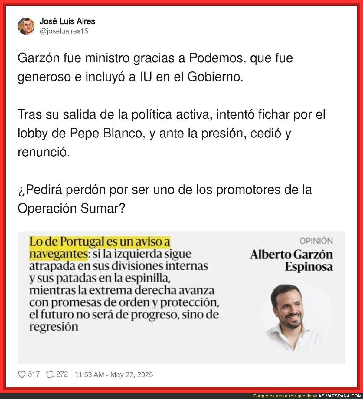Alberto Garzón debería dar más ejemplo