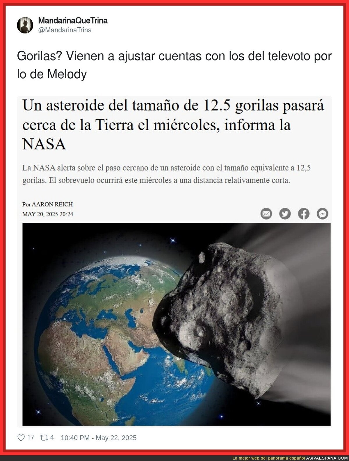 La nueva medida para los asteroides