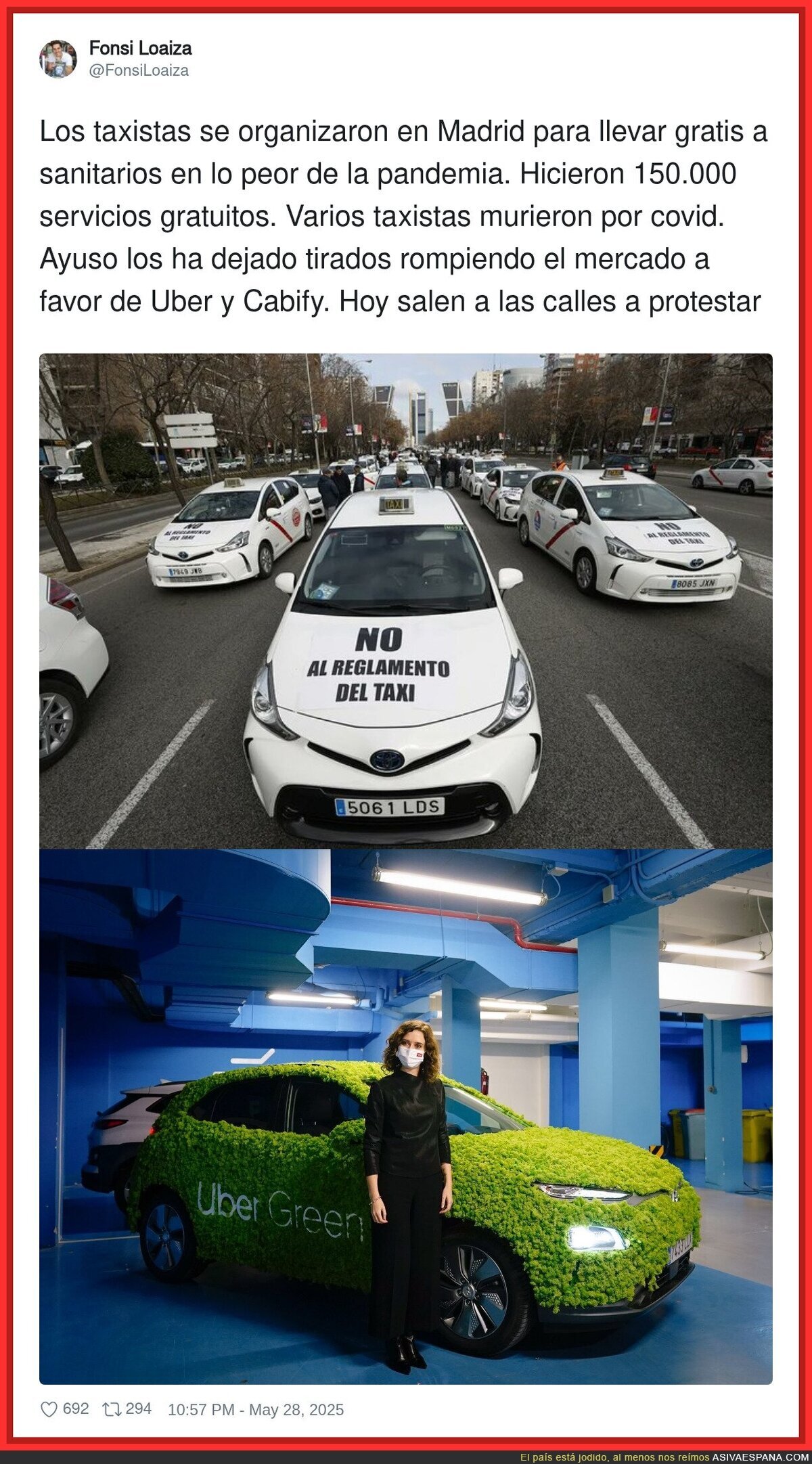 Ayuso no tiene escrúpulos con el sector del taxi