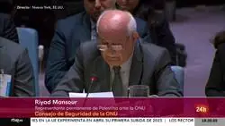 La traductora de Riyad Mansour, representante de Palestina ante la ONU, rompe a llorar mientras le traduce