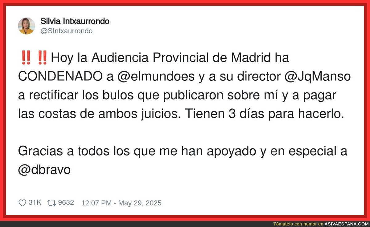 Resulta que las informaciones de sobre Silvia Intxaurrondo de El Mundo eran bulos
