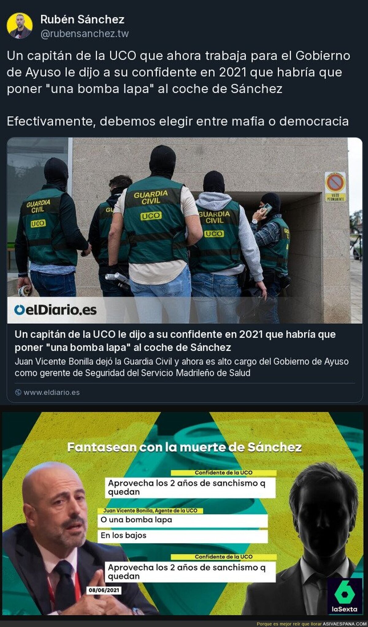 El Capitán de la UCO de "la bomba lapa en el coche de Sánchez", ahora alto cargo de Ayuso
