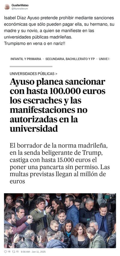 Ayuso y su nueva ley mordaza