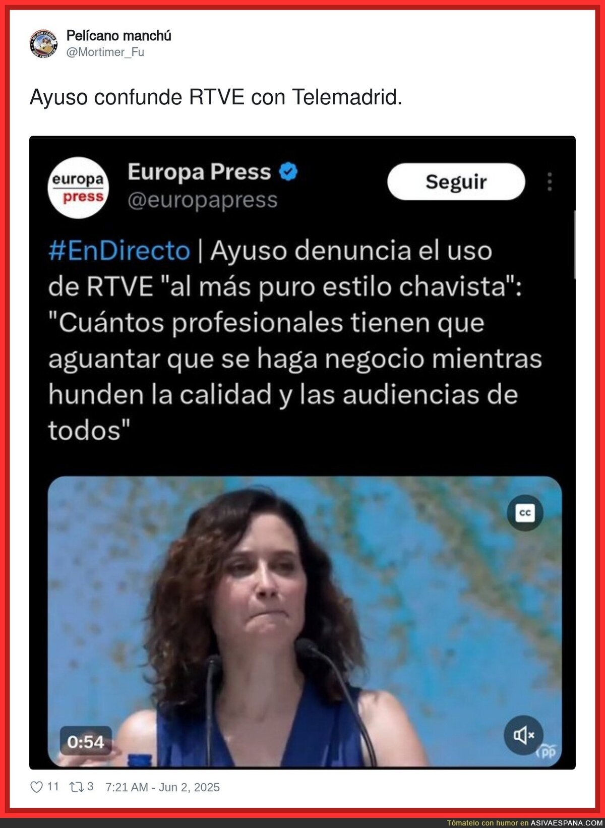 Ayuso carga contra RTVE