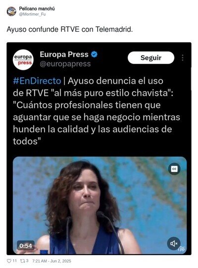 Ayuso carga contra RTVE