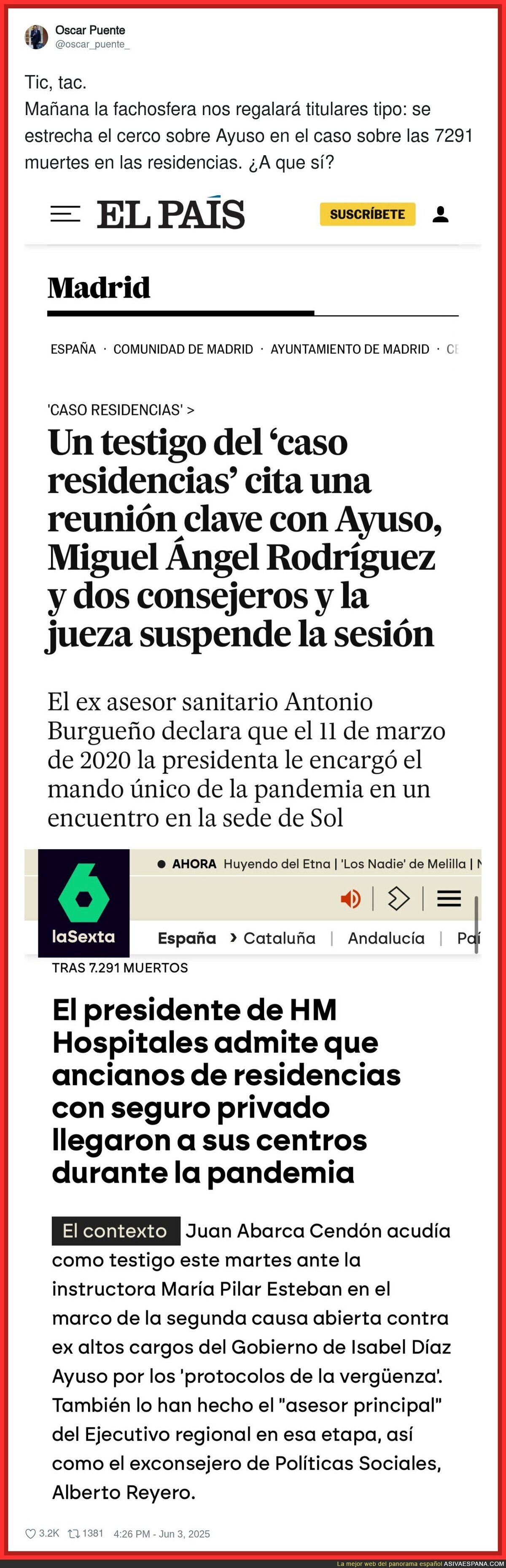 Las noticias sobre Ayuso y las residencias que no abre informativos