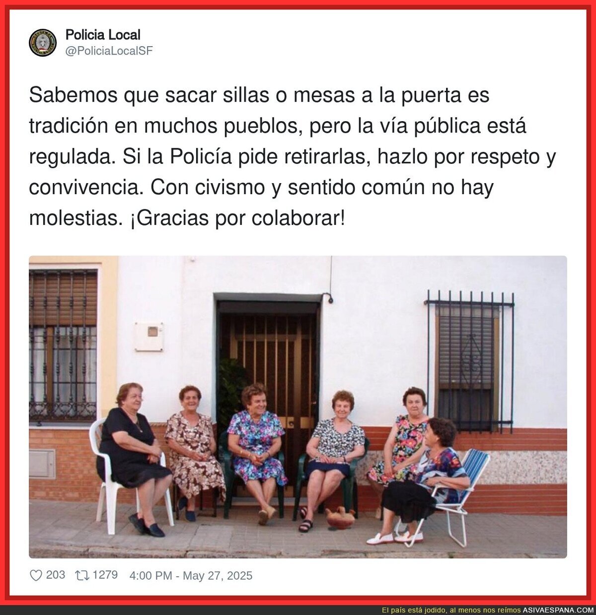 La Policía quiere echar a nuestras abuelas de las calles solo porque no quieren pasar calor