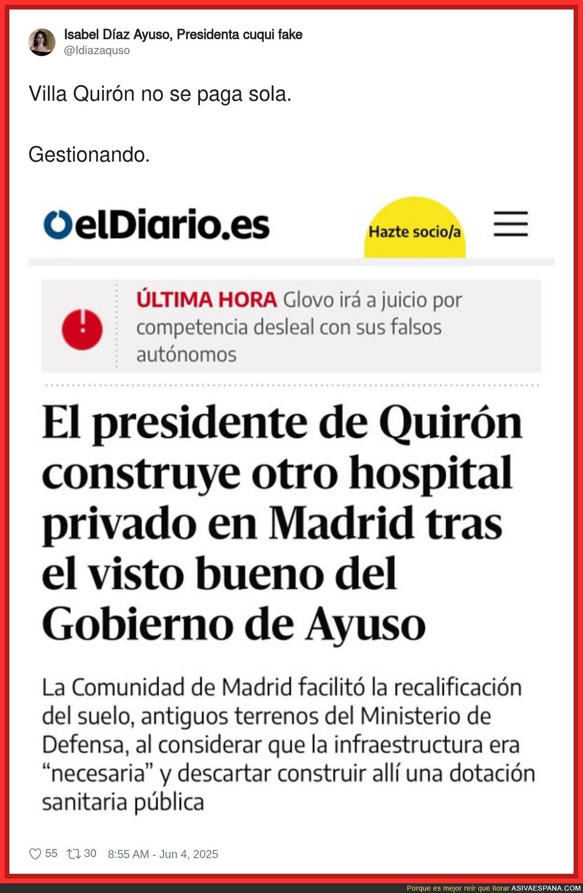 Lo que le gusta Quirón a Ayuso es muy fuerte