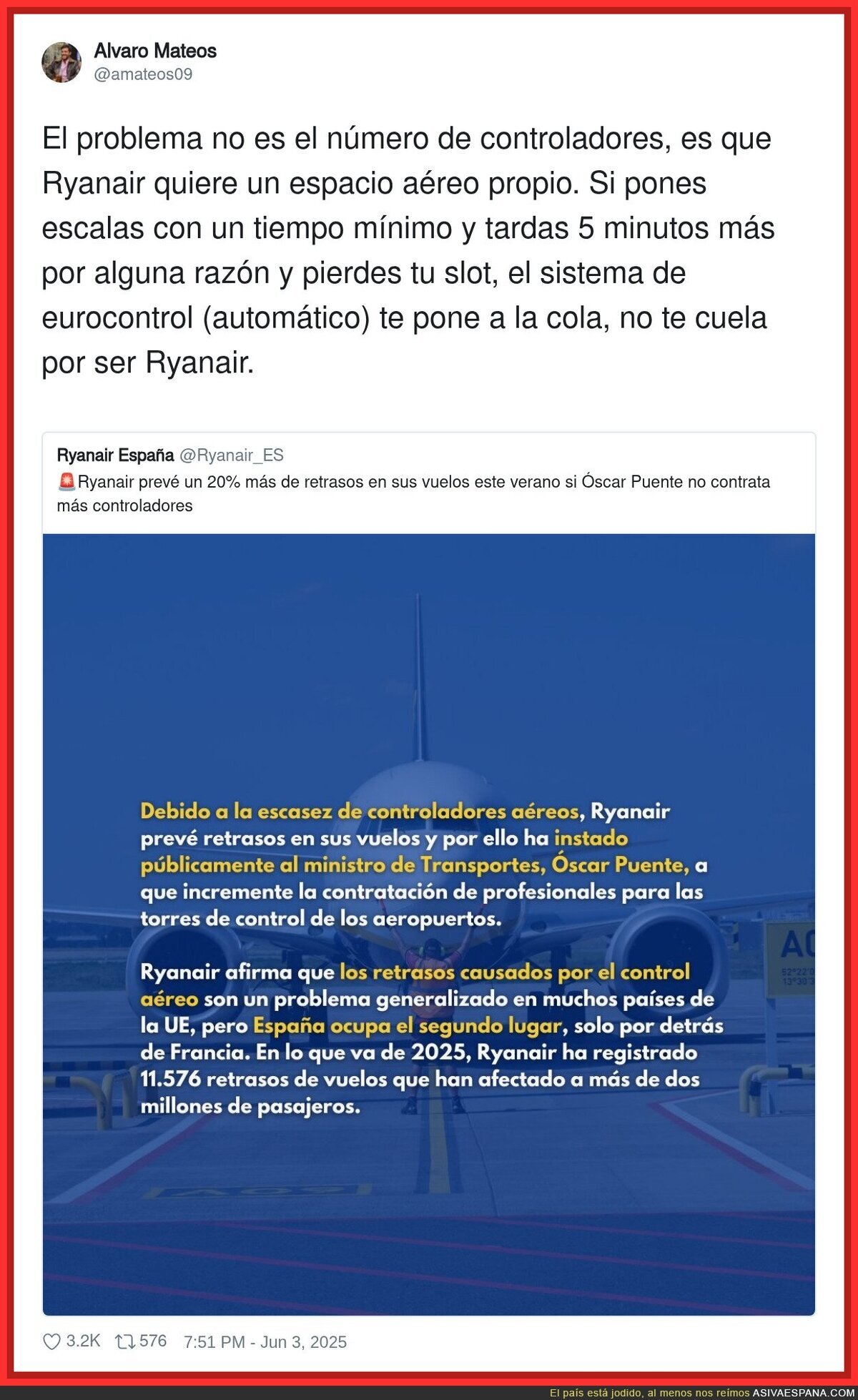 Ryanair intenta echarle la culpa a Óscar Puente por algo que no tiene la culpa