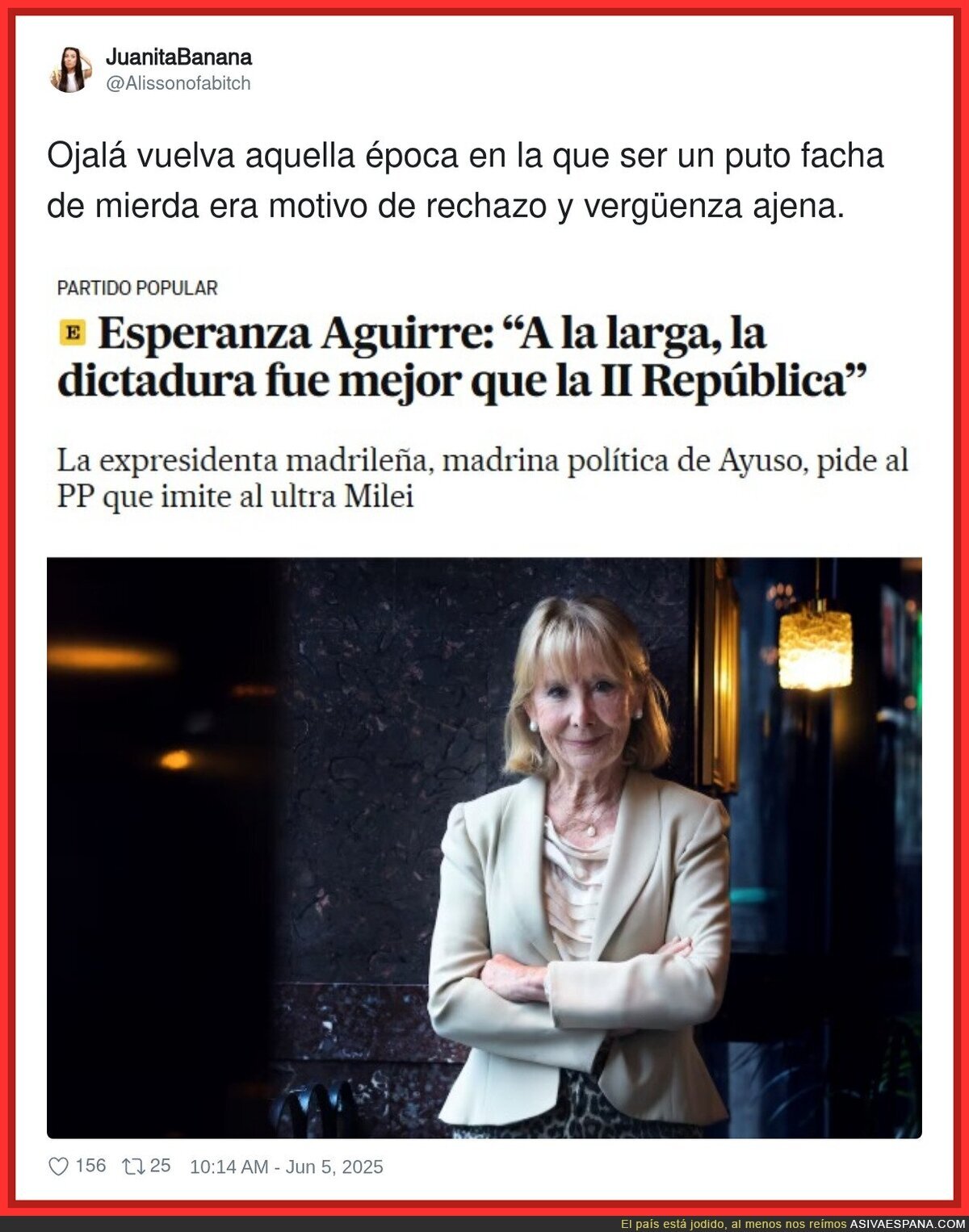 Esperanza Aguirre enseñó toda la patita de la ultraderecha
