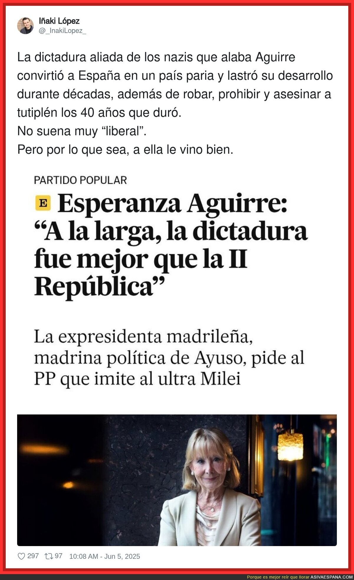 El peligroso discurso de Esperanza Aguirre