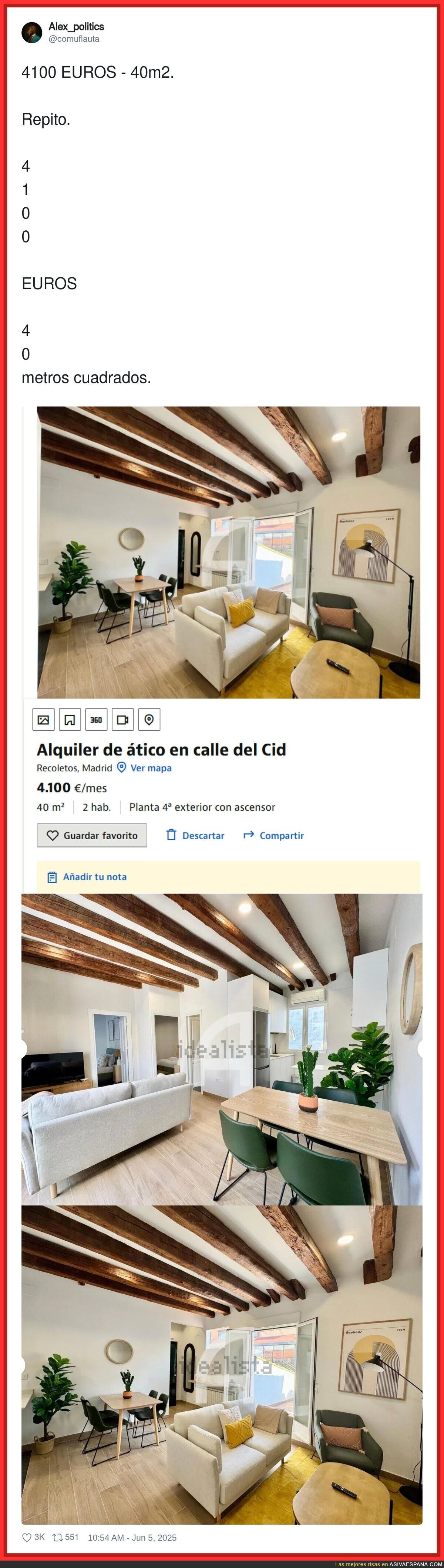 El precio del alquiler en Madrid en esta vivienda es un insulto total