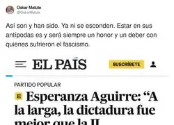 Esperanza Aguirre muestra su cara fascista sin tapujos