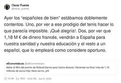 El gran premio de Carlos Alcaraz para &eacute;l y para Hacienda