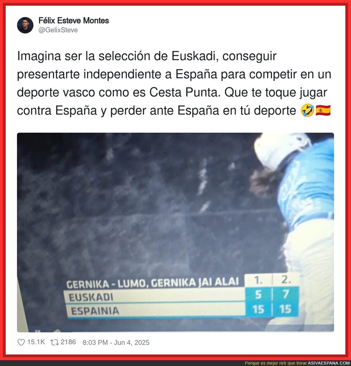 Un gran revés para Euskadi en pelota vasca