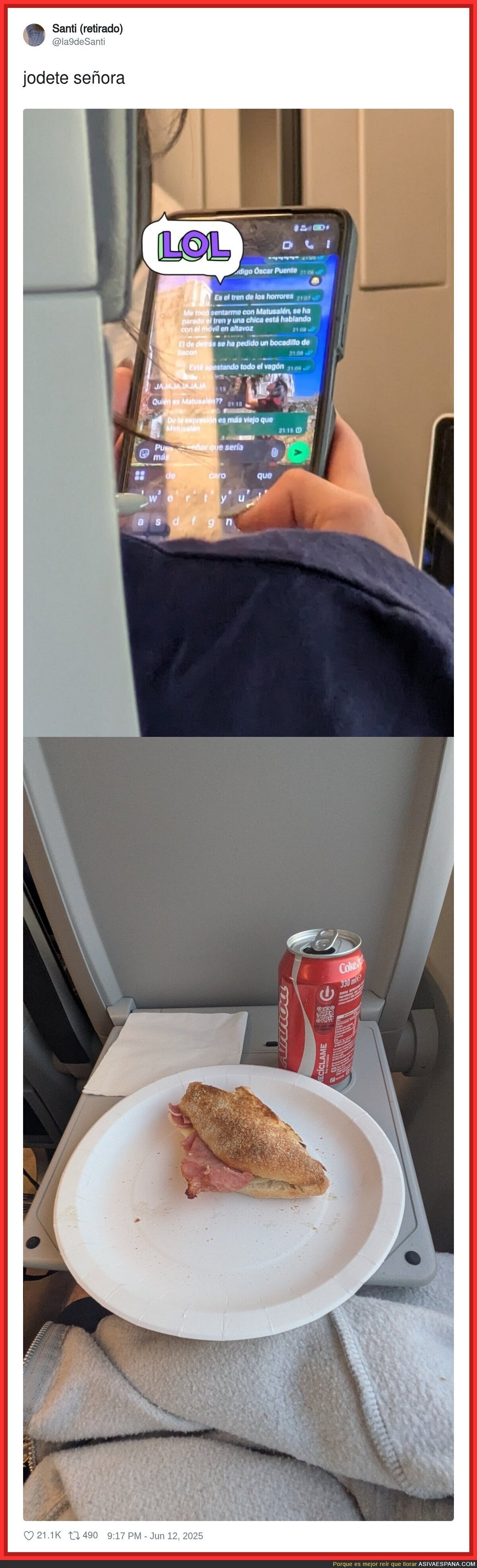Molestias en el tren por los olores a comida