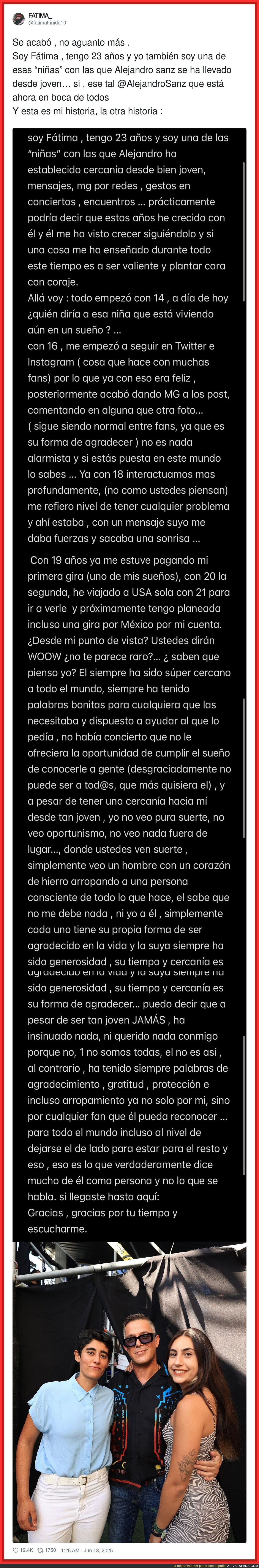Otra chica sale a explicar su situación con Alejandro Sanz