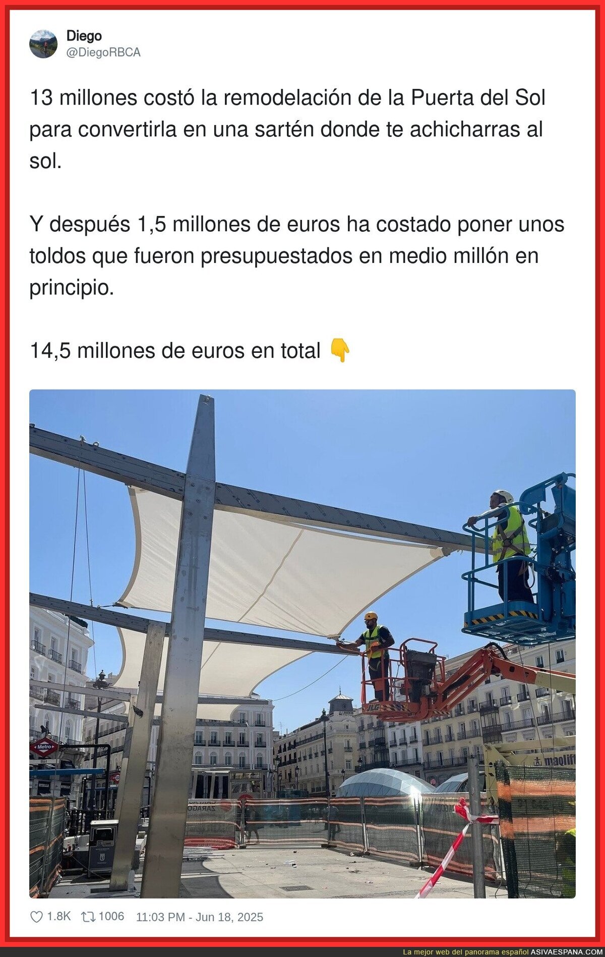 Los toldos instalados en Sol para frenar el calor