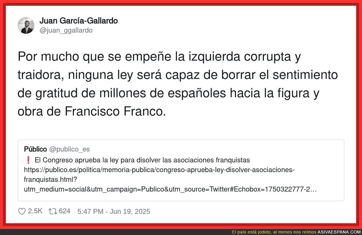 Juan García-Gallardo ya no disimula su amor por Franco