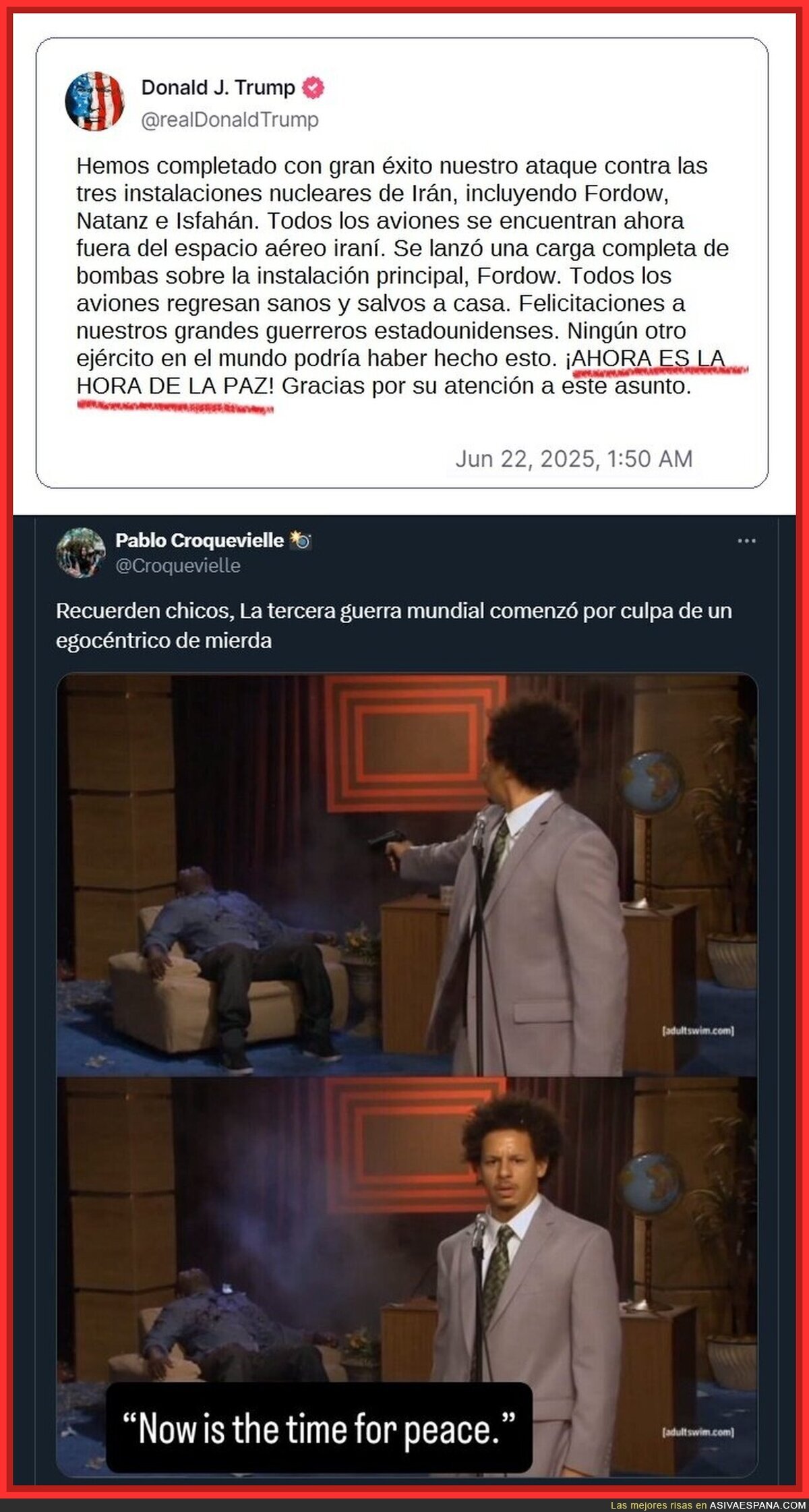 Bombardear para traer la PAZ. ni los MAGAs se lo tragan