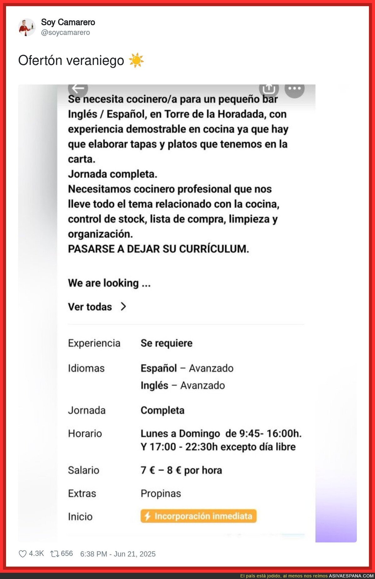 Se ríen de los hosteleros como quieren ofreciendo estas condiciones