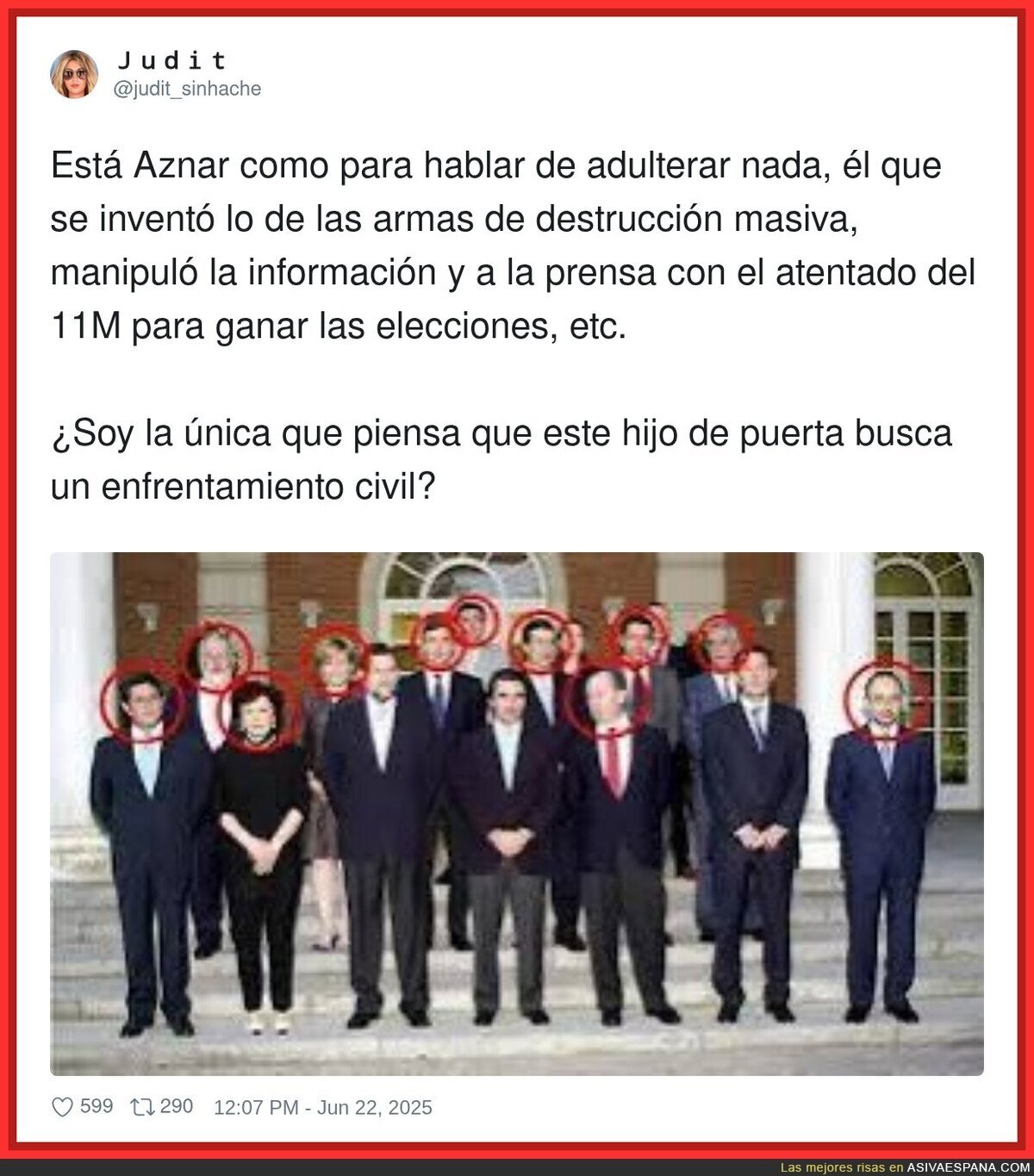 Aznar no está para dar lecciones a ninguna persona