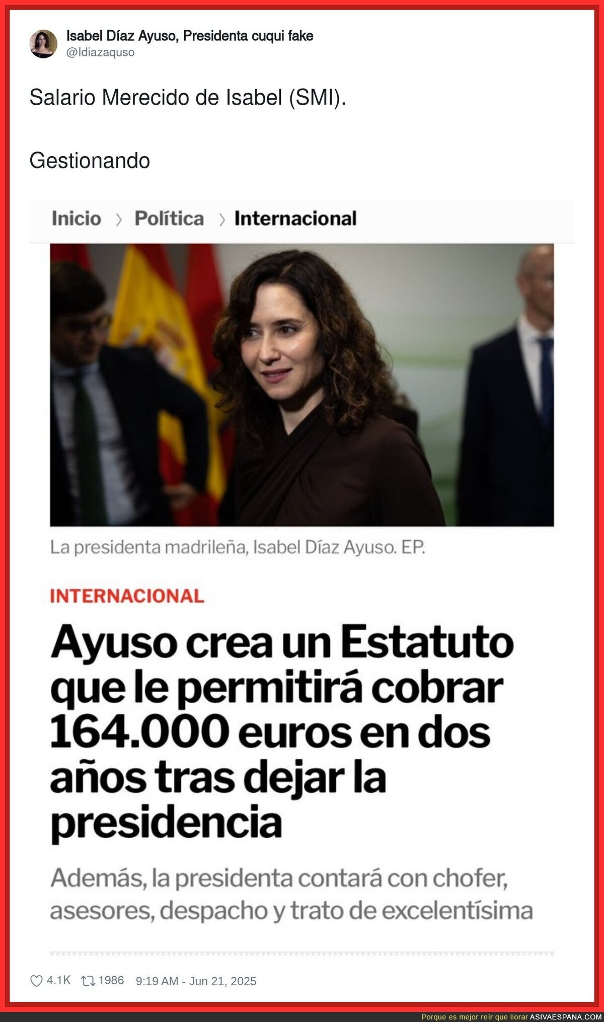 La buena vida que se está montando Isabel Díaz Ayuso