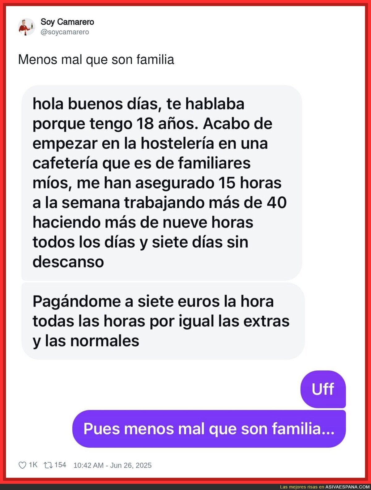 Nunca hay que confiarse con familiares