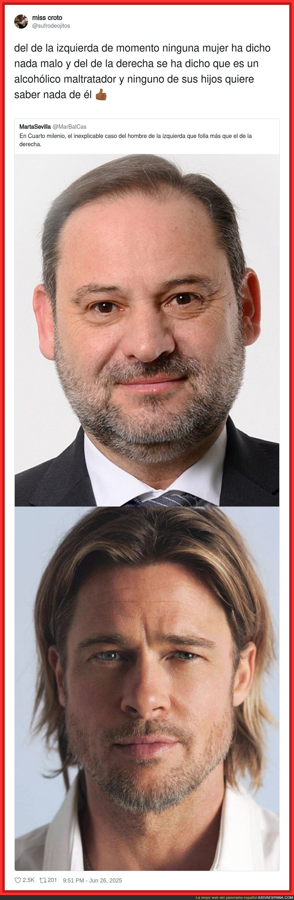 Diferencias de Ábalos y Brad Pitt