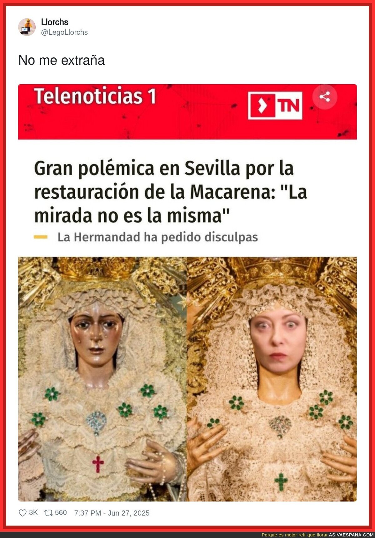 La nueva imagen de la Virgen de la Macarena no es lo que era