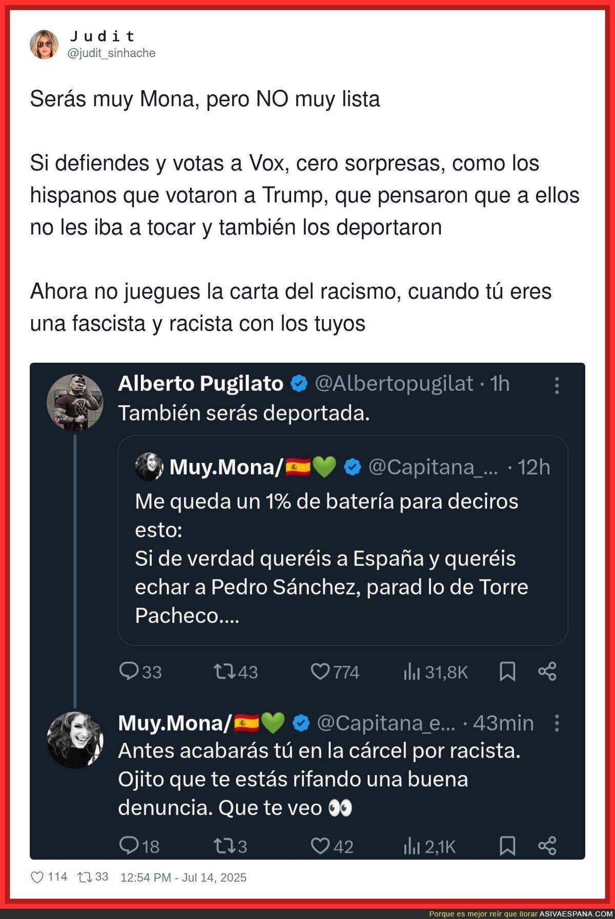 La 'Capitana España' se ha topado con la situación de que los de su bando la echarían del país sin pensarlo