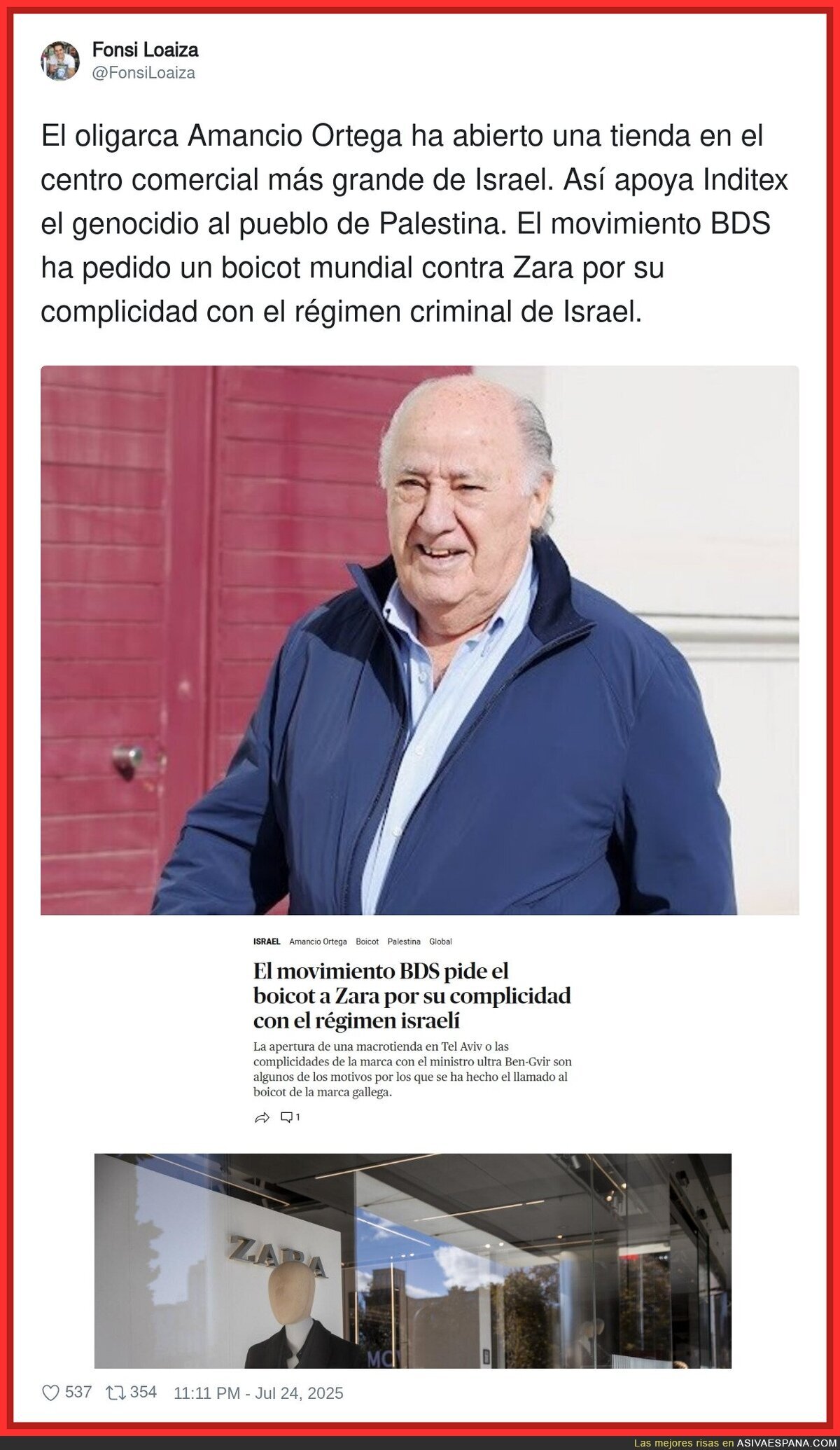 Amancio Ortega se acerca a Israel