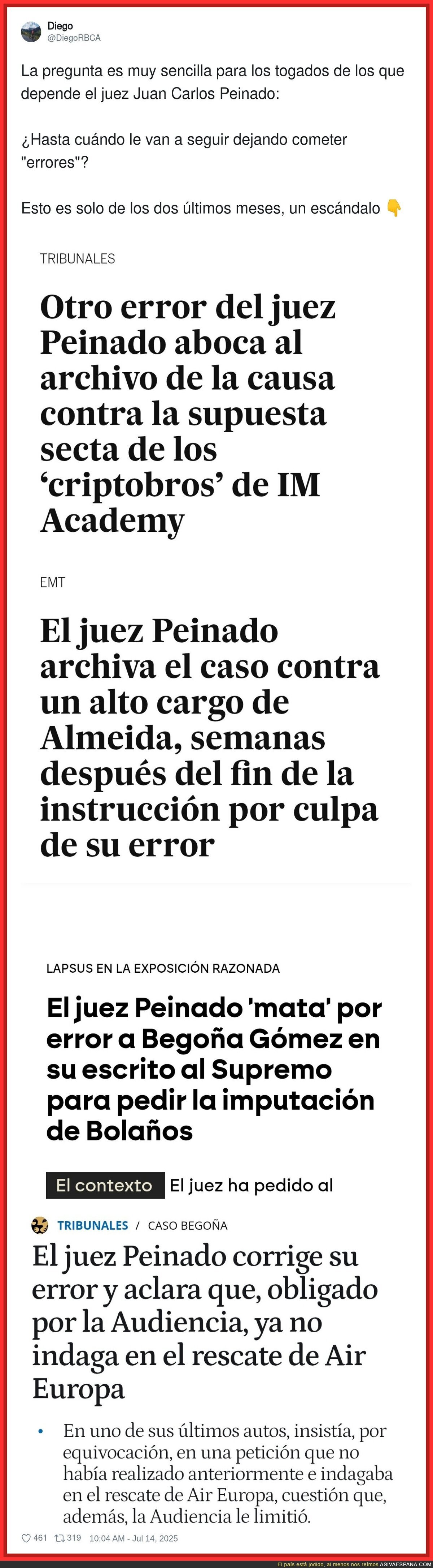 Otro error del Juez Peinado