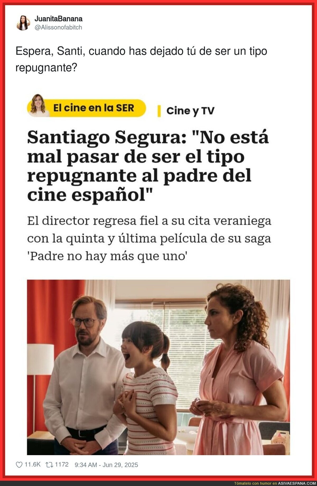 Santiago Segura no ha cambiado por las películas que haga ahora