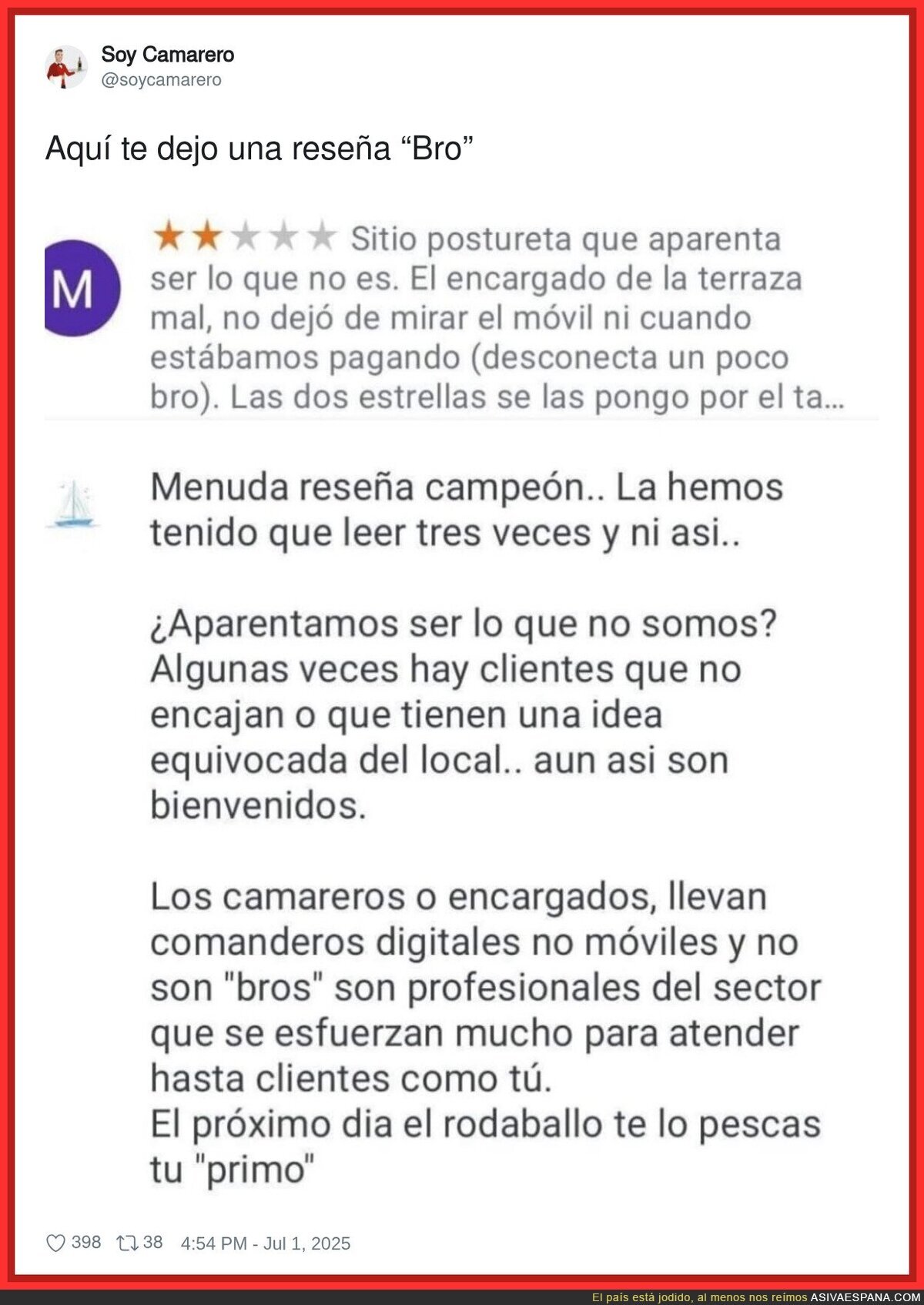 La gente se pasa de lista con las reseñas