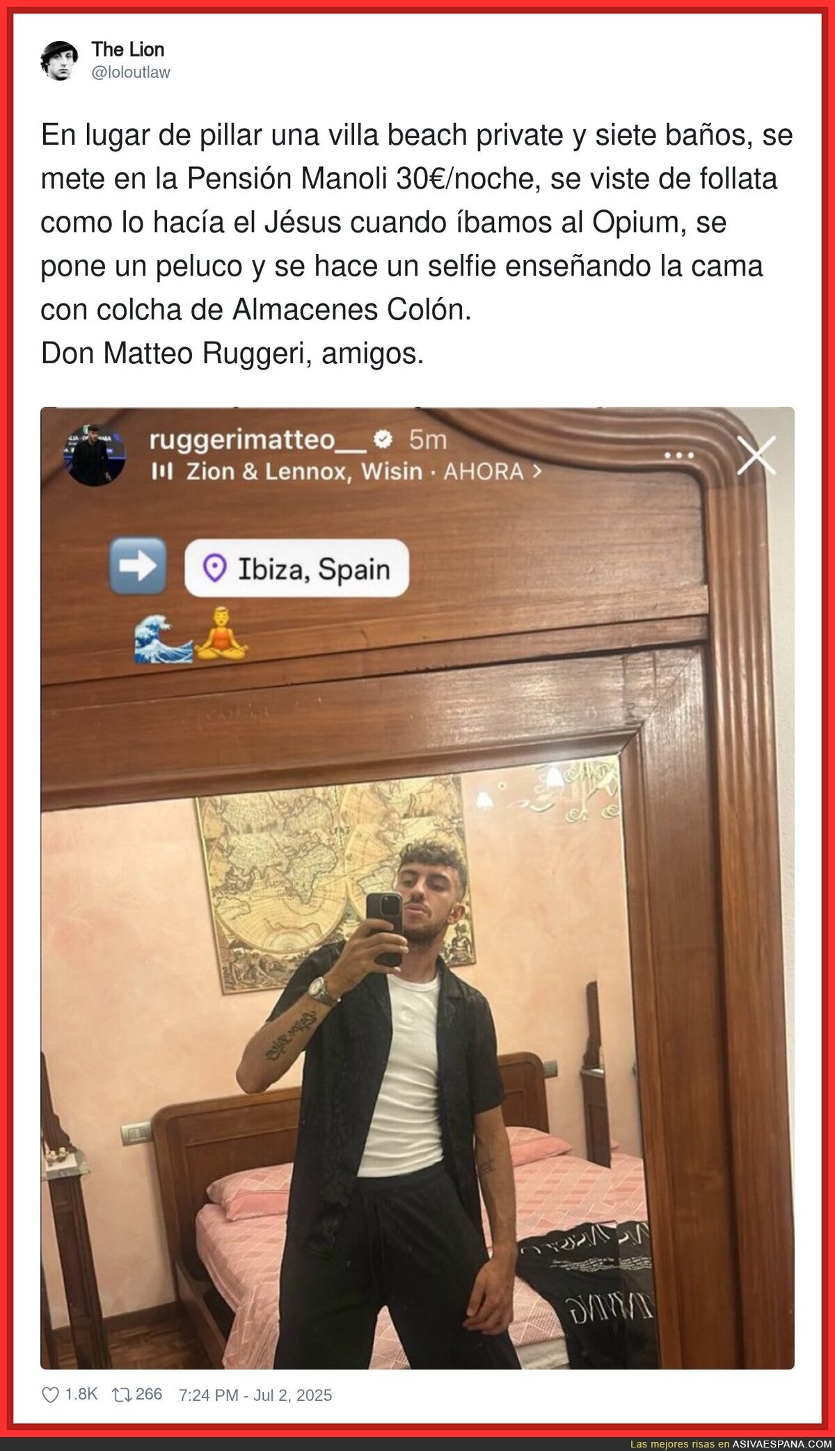 Matteo Ruggeri y su humilde lugar para estar de vacaciones en Ibiza