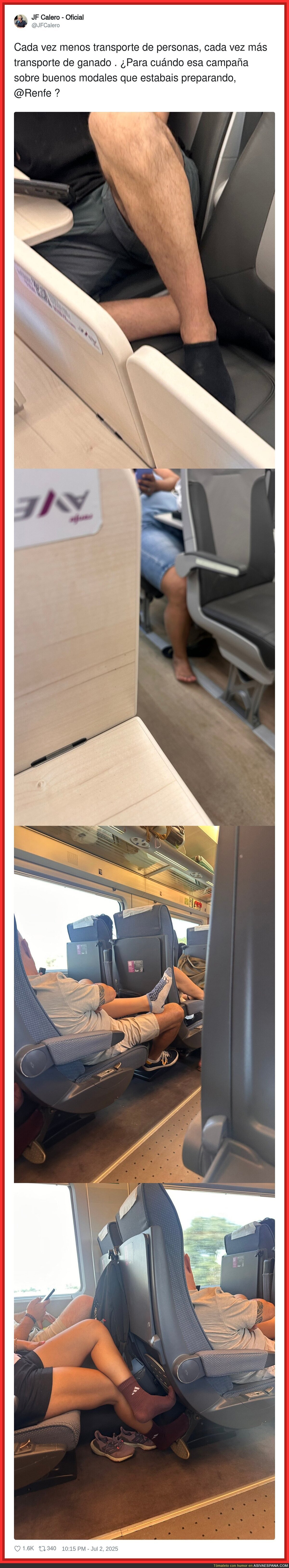 La poca educación que hay con el resto de pasajeros en los trenes