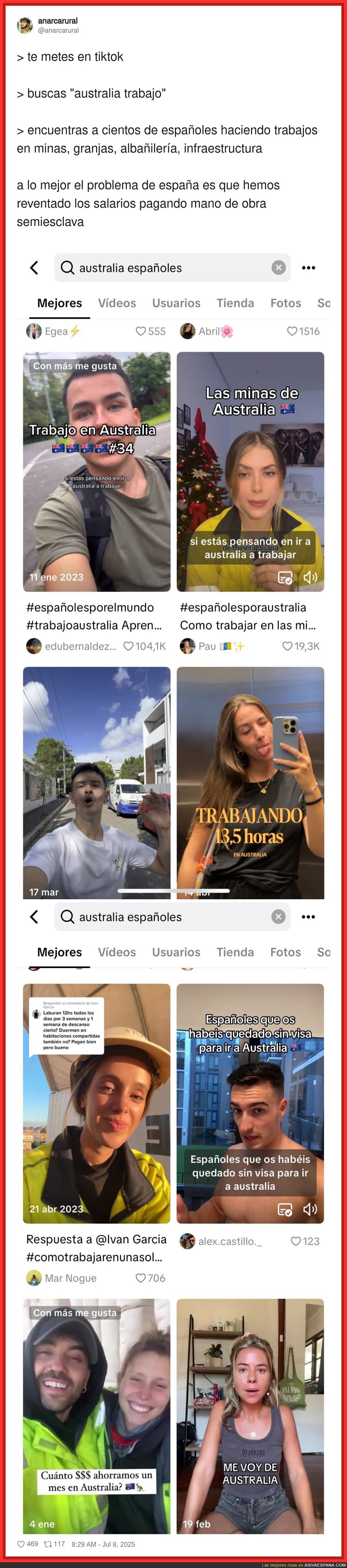Curioso los trabajos que hacen los españoles en Australia