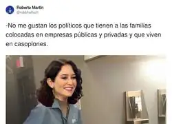 Ayuso sobre los pol&iacute;ticos que tienen a las familias colocadas en empresas p&uacute;blicas