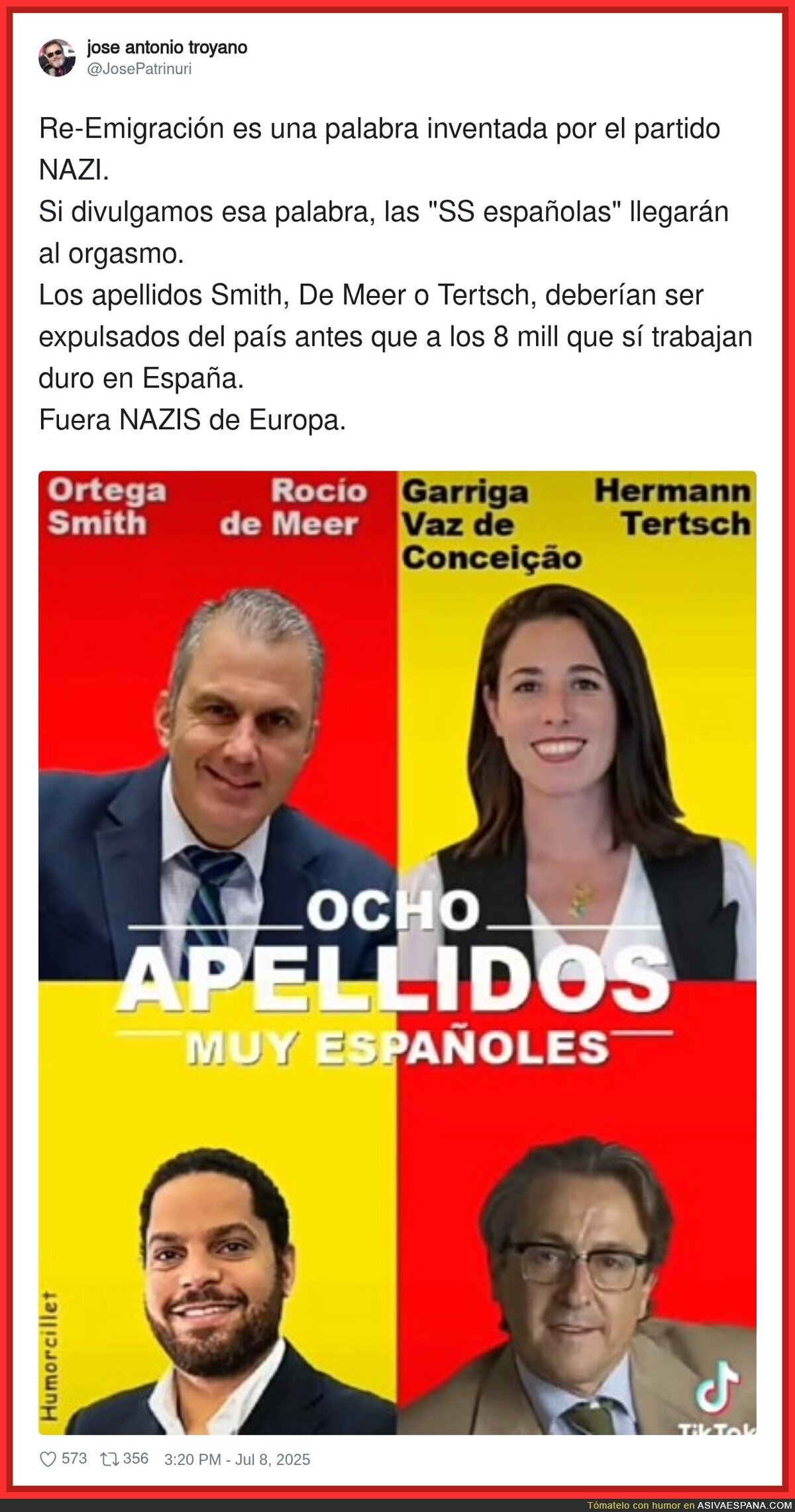 ¿Se hará re-Emigración a la gente de VOX?