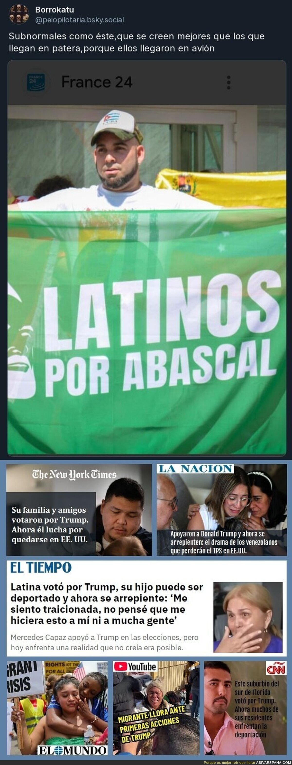 Latinos que votan a Abascal esperando un destino distinto a los que votaron a Trump