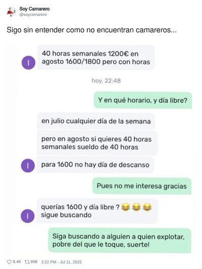 La miseria de sueldos que hay hoy en día y a los empresarios no les da vergüenza