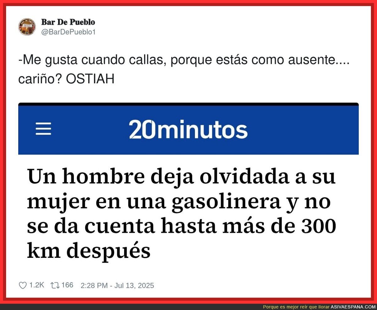Un pequeño olvido en la carretera