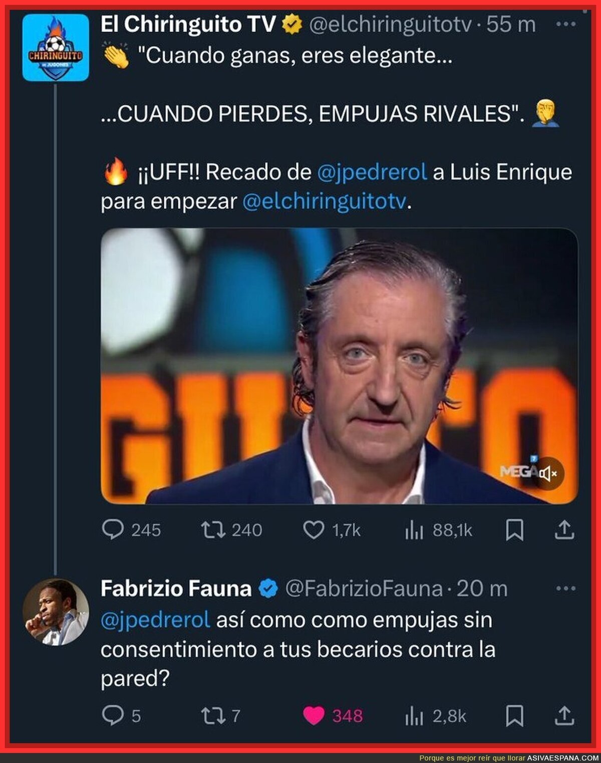 Este mensaje de El Chiringuito fue borrado por esta brutal respuesta