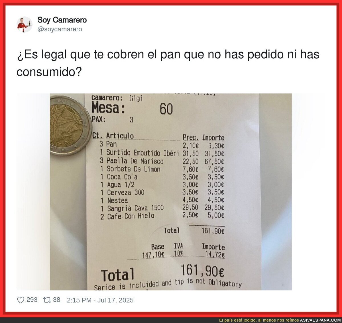 Ya te cobran hasta el pan