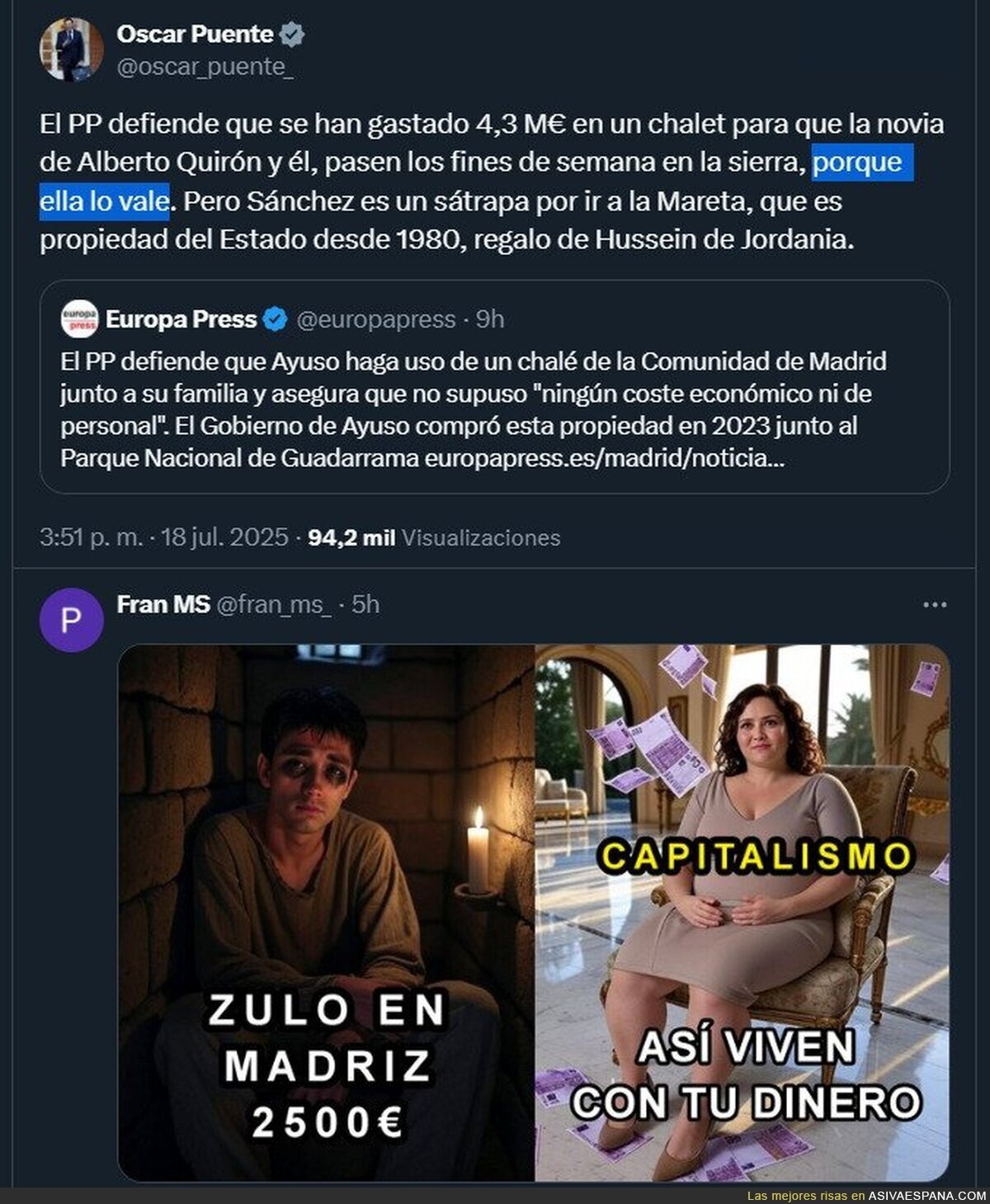IDA criticando la residencia de vacaciones del Perro